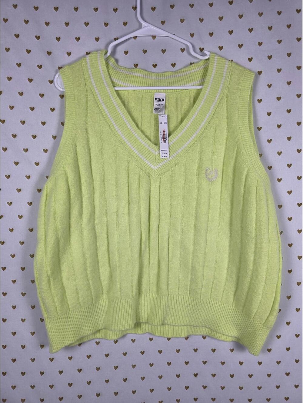 Victorias Secret Pink new NWT Cable Knit Sweater 2XL XXL Ribbed Crest $50
